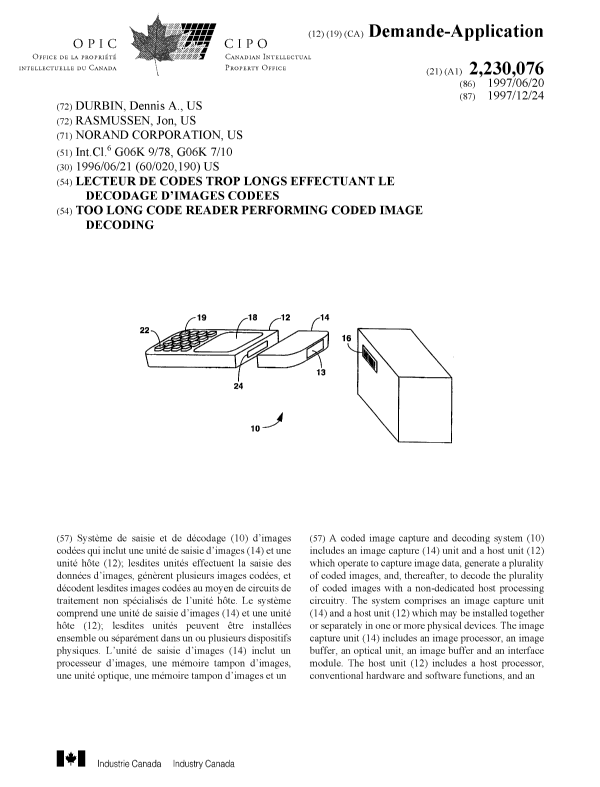 Document de brevet canadien 2230076. Page couverture 19980602. Image 1 de 2