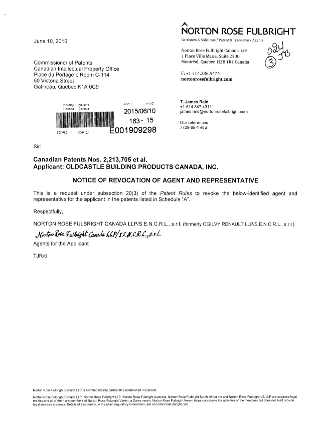 Canadian Patent Document 2230642. Correspondence 20150610. Image 1 of 2