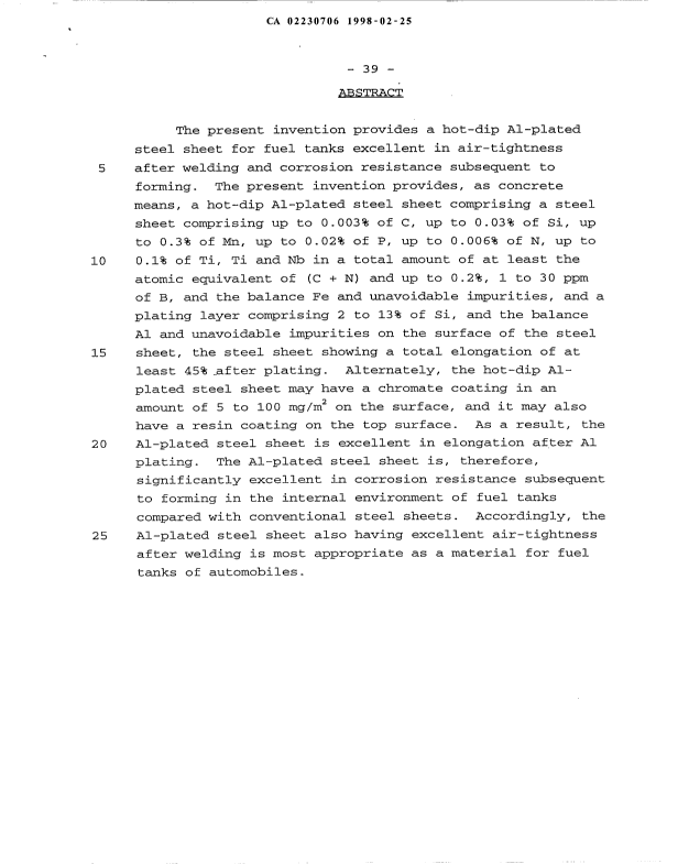 Document de brevet canadien 2230706. Abrégé 19980225. Image 1 de 1