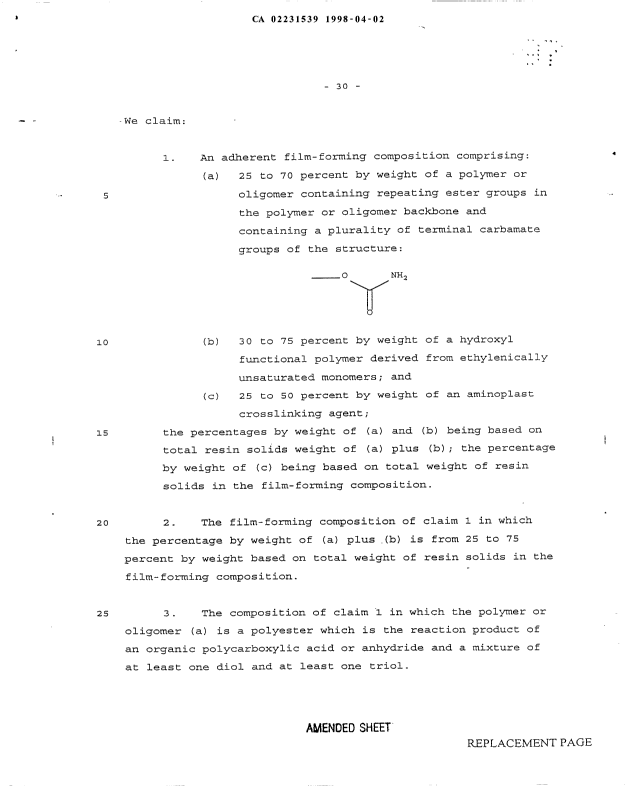 Canadian Patent Document 2231539. Claims 19971202. Image 1 of 10
