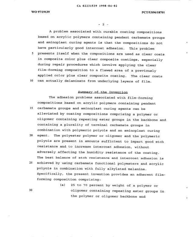 Canadian Patent Document 2231539. Description 19971202. Image 2 of 29