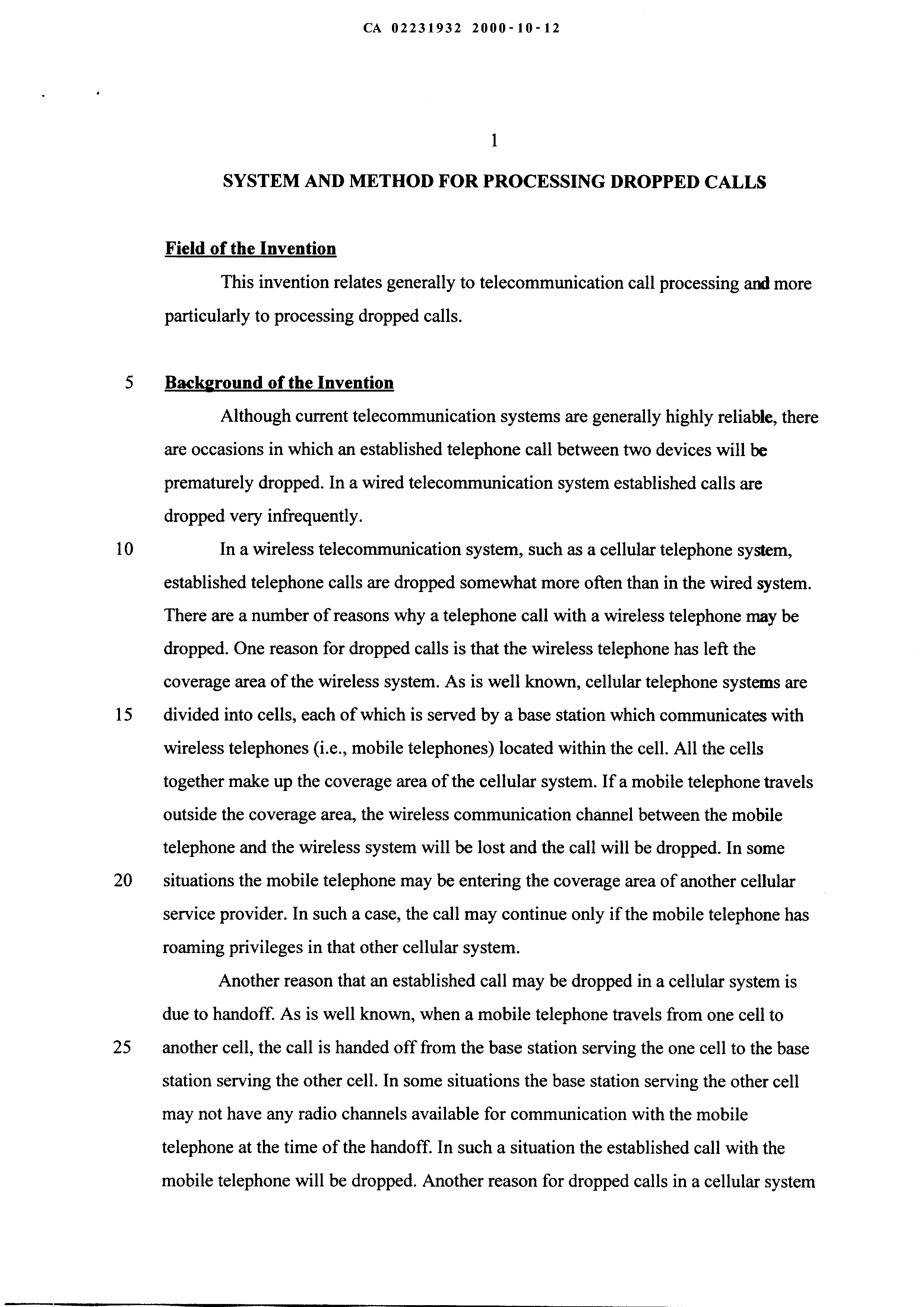 Canadian Patent Document 2231932. Description 19991212. Image 1 of 11