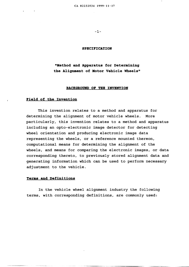 Document de brevet canadien 2232534. Description 19991117. Image 1 de 50