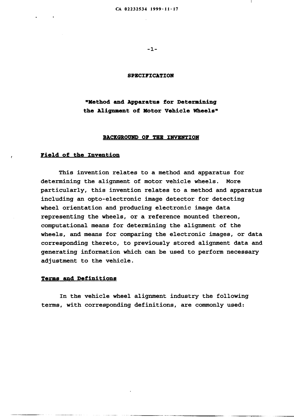 Document de brevet canadien 2232534. Description 19991117. Image 1 de 50