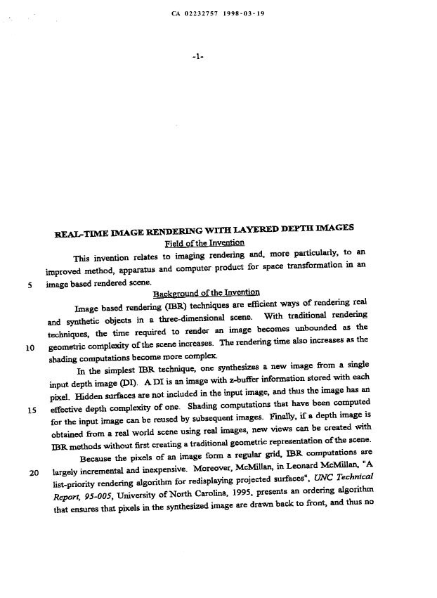 Canadian Patent Document 2232757. Description 20051104. Image 1 of 14