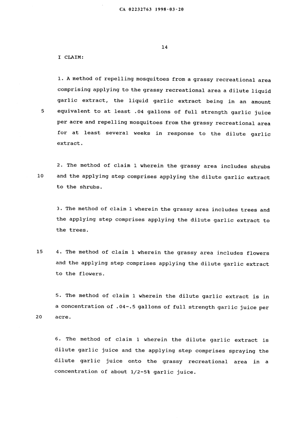 Document de brevet canadien 2232763. Revendications 19971220. Image 1 de 2