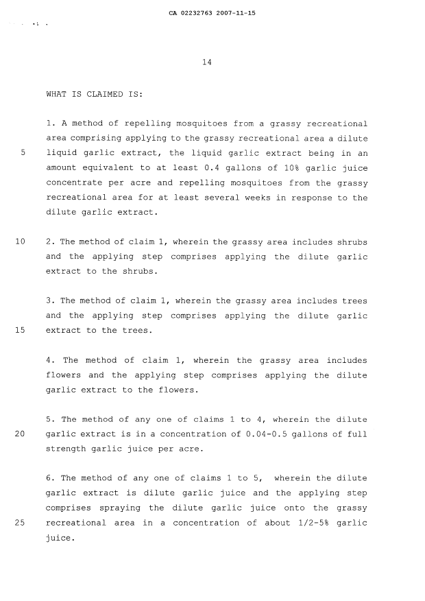 Document de brevet canadien 2232763. Revendications 20061215. Image 1 de 2