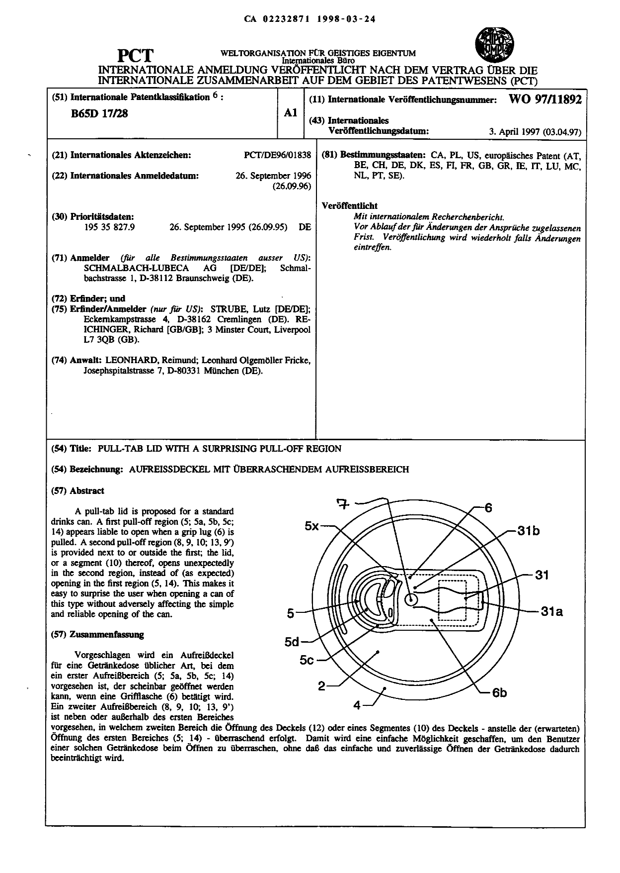 Canadian Patent Document 2232871. Abstract 19980324. Image 1 of 1