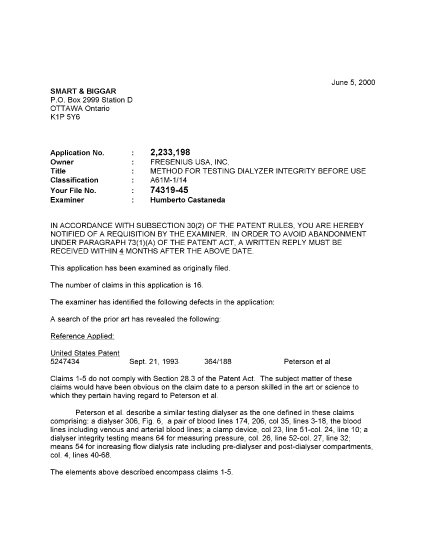 Canadian Patent Document 2233198. Prosecution-Amendment 19991205. Image 1 of 2