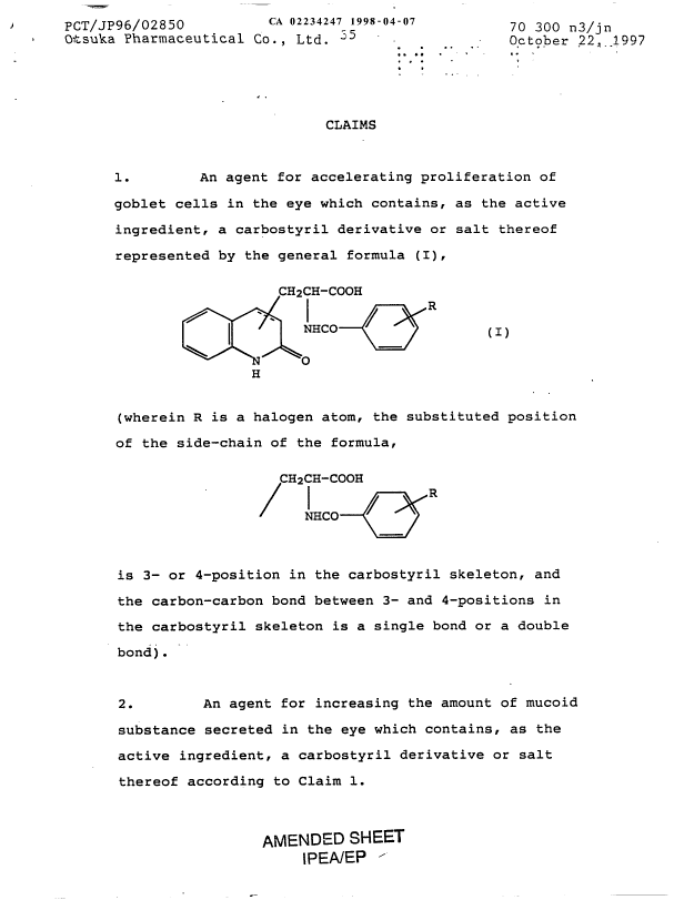 Document de brevet canadien 2234247. Revendications 19980407. Image 1 de 9