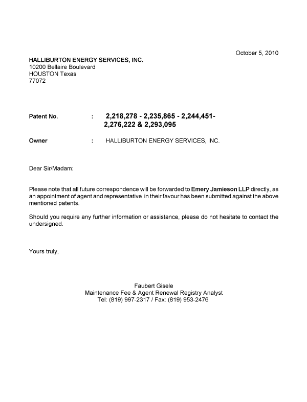 Canadian Patent Document 2235865. Correspondence 20091205. Image 1 of 1