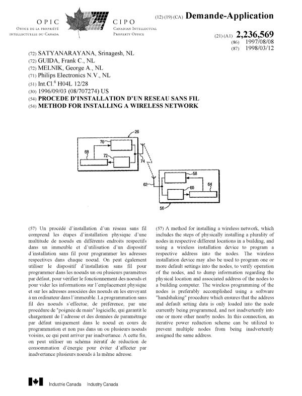 Document de brevet canadien 2236569. Page couverture 19980810. Image 1 de 1