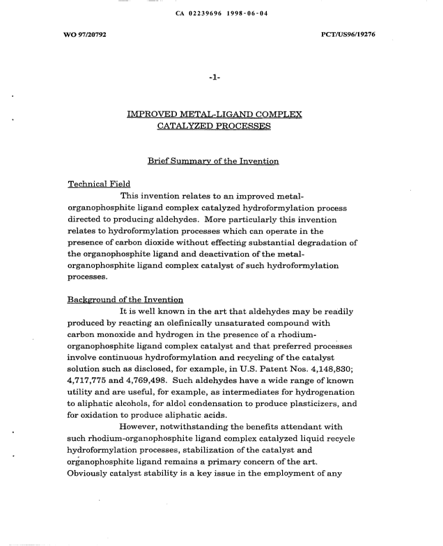 Canadian Patent Document 2239696. Description 20060726. Image 1 of 72