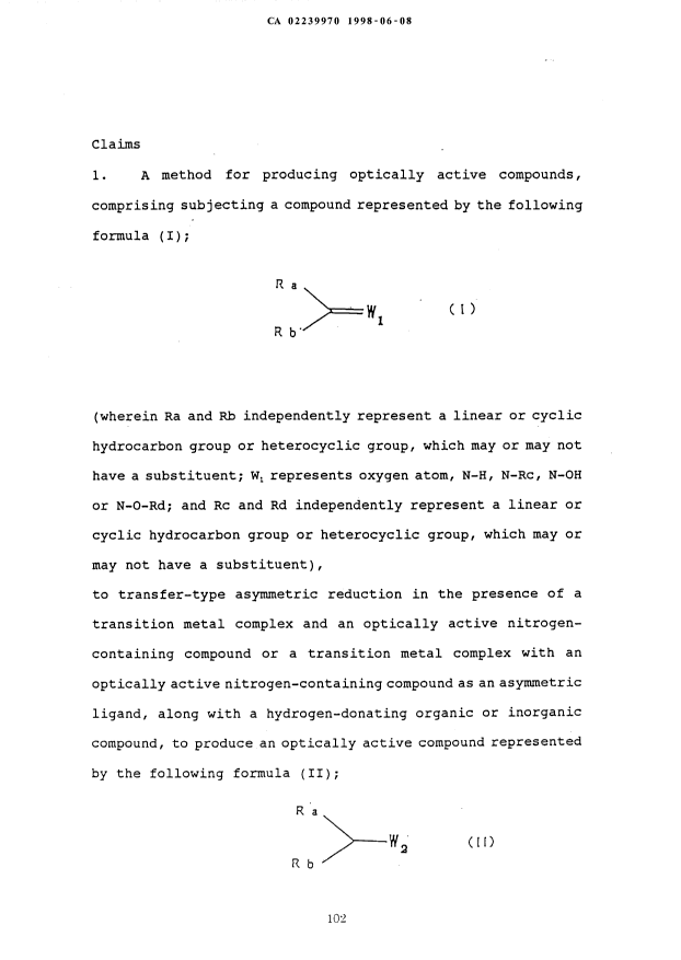 Document de brevet canadien 2239970. Revendications 19980608. Image 1 de 17