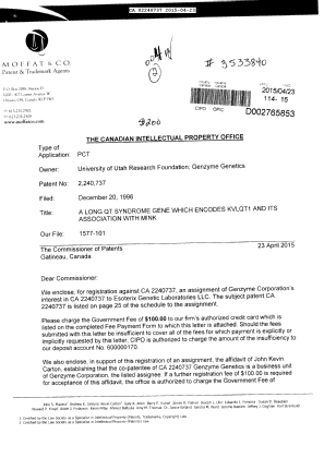 Canadian Patent Document 2240737. Assignment 20150423. Image 1 of 53