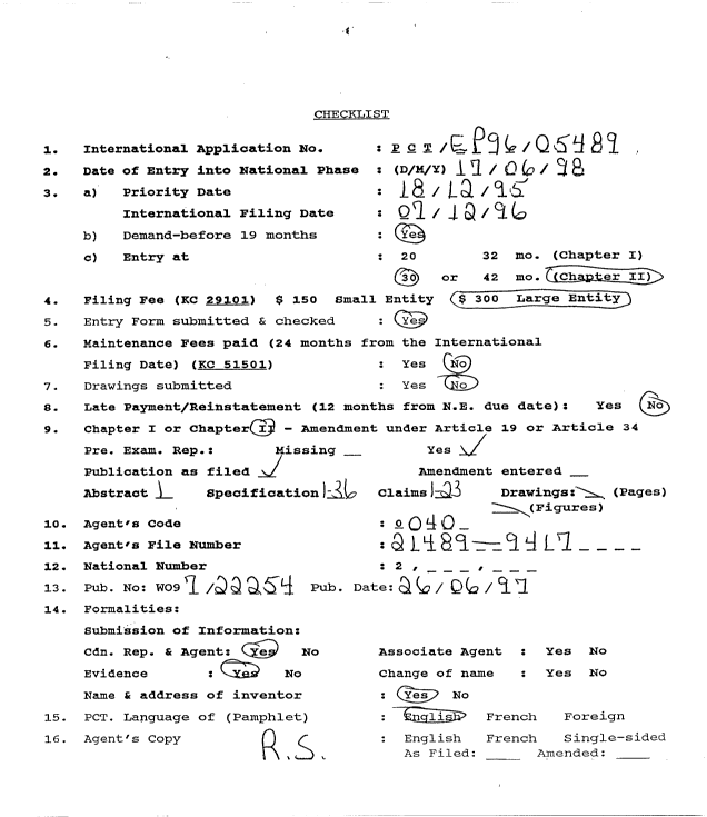 Document de brevet canadien 2240738. PCT 19980617. Image 1 de 11