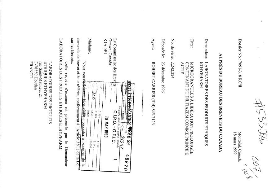 Canadian Patent Document 2242224. Prosecution-Amendment 19981218. Image 1 of 2