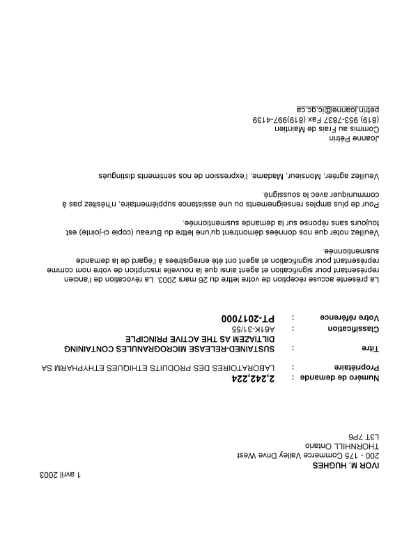 Canadian Patent Document 2242224. Correspondence 20021201. Image 1 of 1