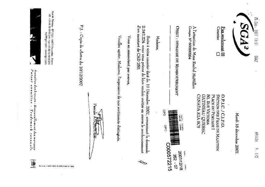 Canadian Patent Document 2242224. Correspondence 20061218. Image 1 of 2