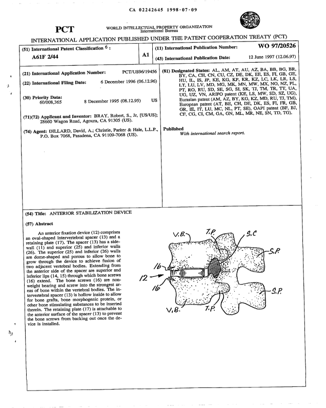 Canadian Patent Document 2242645. Abstract 19980709. Image 1 of 1
