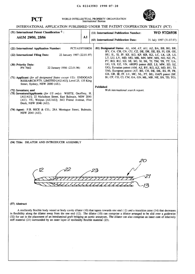 Canadian Patent Document 2243583. Abstract 20060523. Image 1 of 1