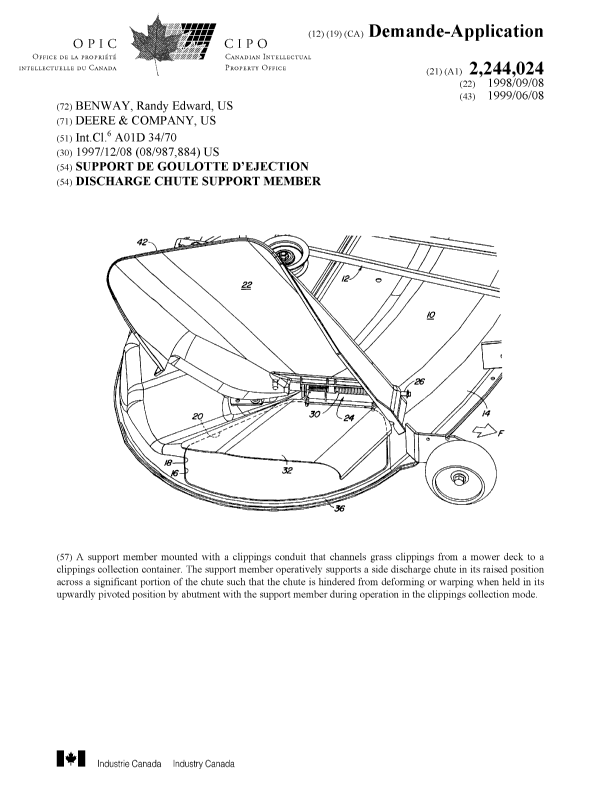 Canadian Patent Document 2244024. Cover Page 19990623. Image 1 of 1