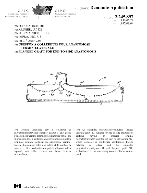 Canadian Patent Document 2245897. Cover Page 19981029. Image 1 of 1