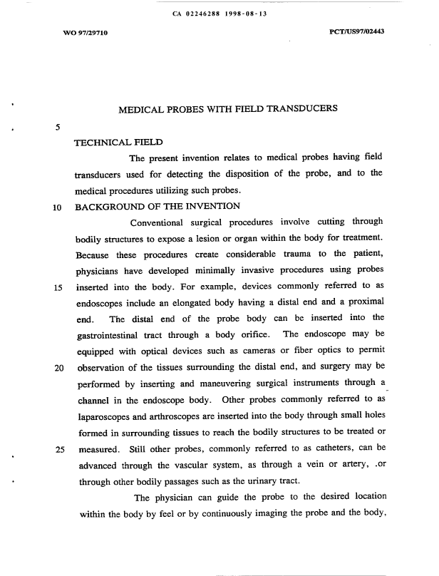 Canadian Patent Document 2246288. Description 20011208. Image 1 of 33