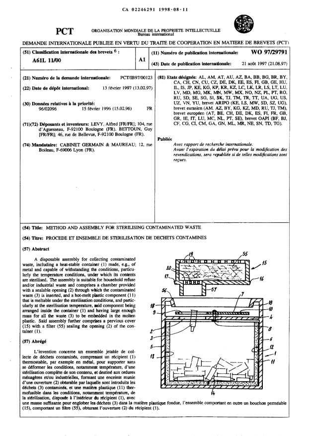 Canadian Patent Document 2246291. Abstract 19980811. Image 1 of 1