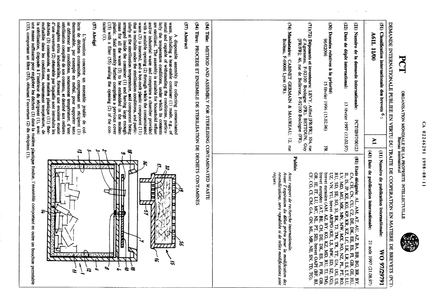 Document de brevet canadien 2246291. Abrégé 19980811. Image 1 de 1