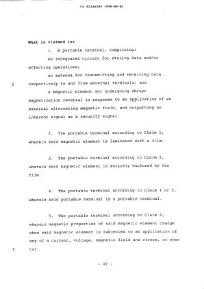 Document de brevet canadien 2246305. Revendications 19971202. Image 1 de 4