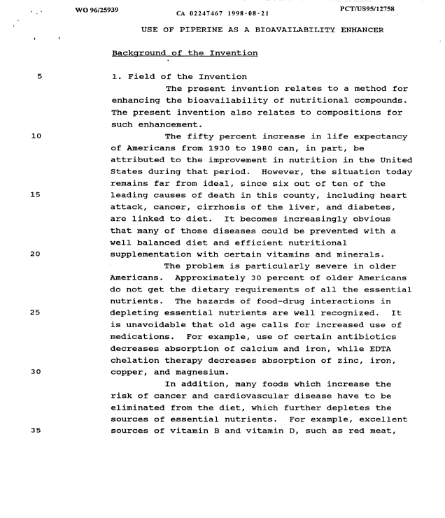 Canadian Patent Document 2247467. Description 19980821. Image 1 of 31