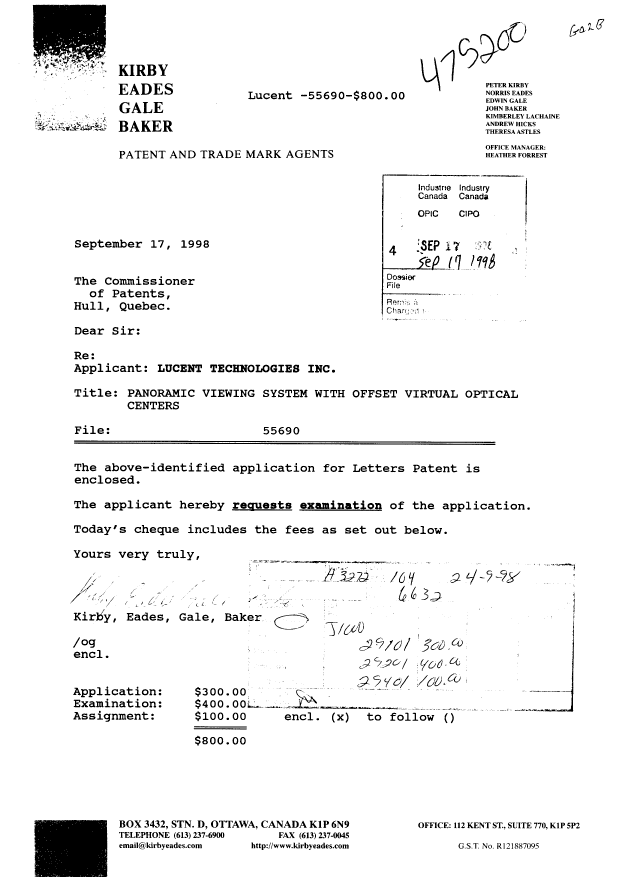 Canadian Patent Document 2247612. Assignment 19980917. Image 1 of 6