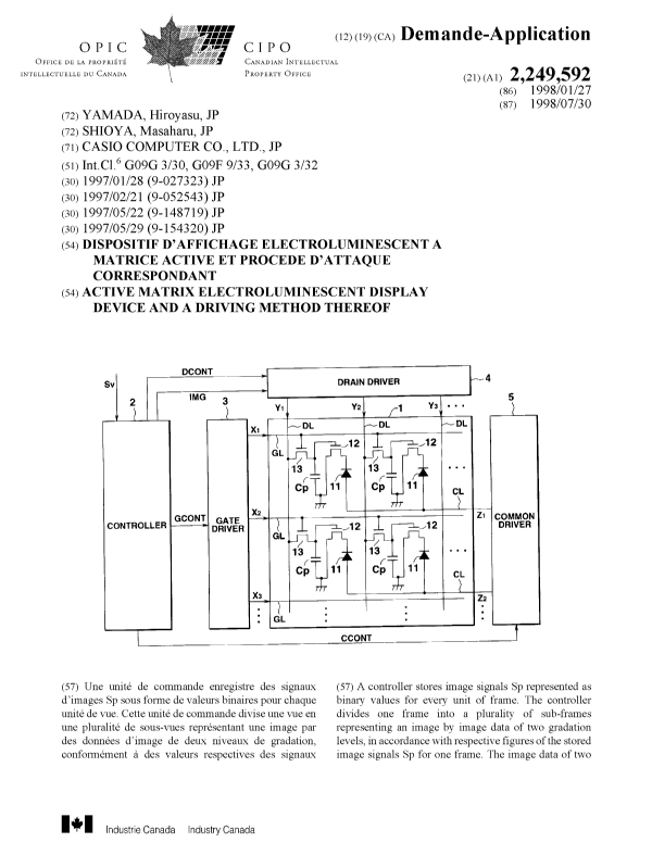 Canadian Patent Document 2249592. Cover Page 19981209. Image 1 of 2