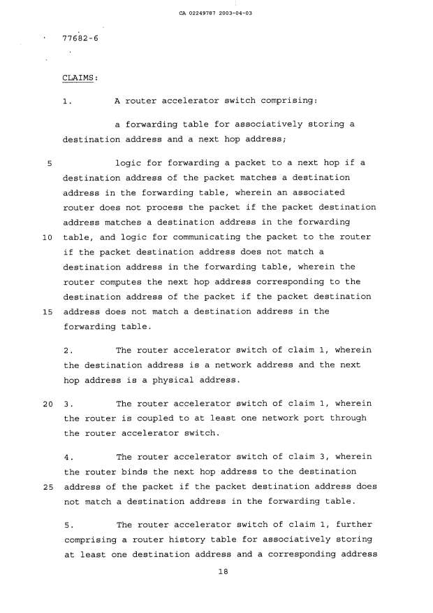 Document de brevet canadien 2249787. Revendications 20030403. Image 1 de 8