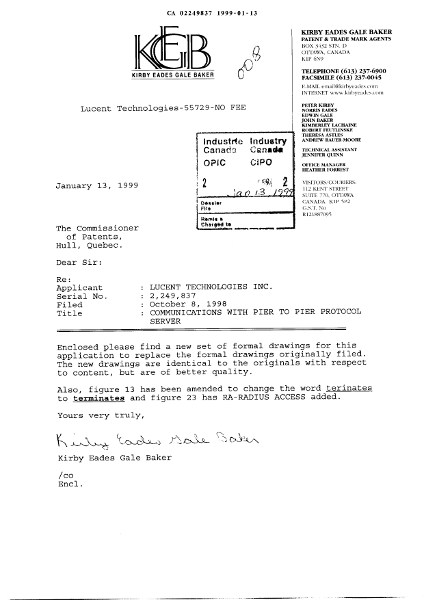 Document de brevet canadien 2249837. Poursuite-Amendment 19990113. Image 1 de 32