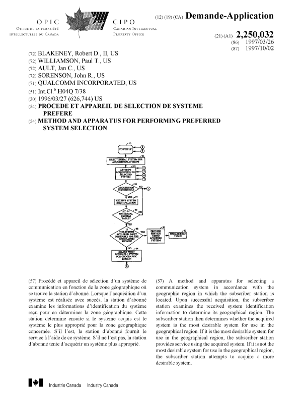 Document de brevet canadien 2250032. Page couverture 19981211. Image 1 de 1
