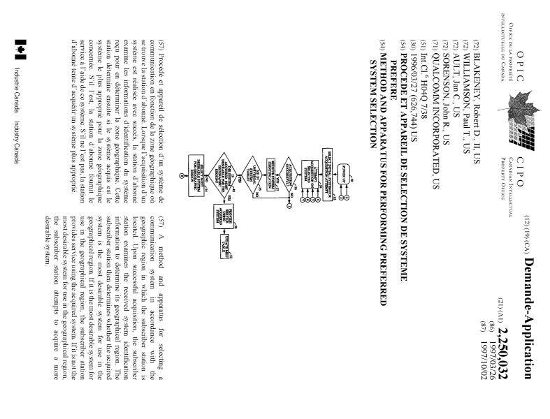 Canadian Patent Document 2250032. Cover Page 19981211. Image 1 of 1