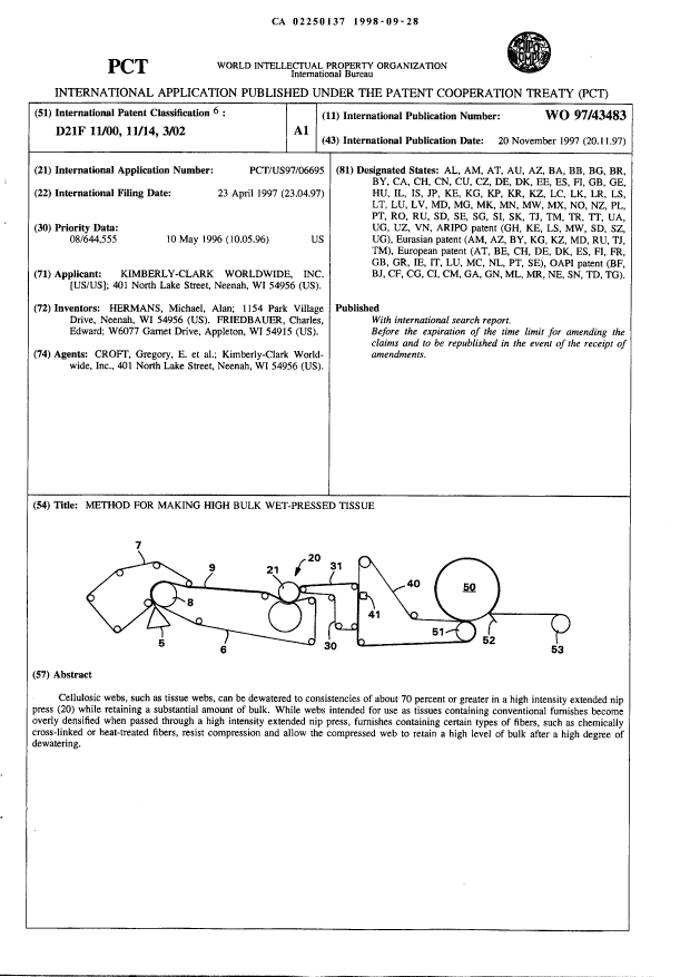 Canadian Patent Document 2250137. Abstract 19980928. Image 1 of 1