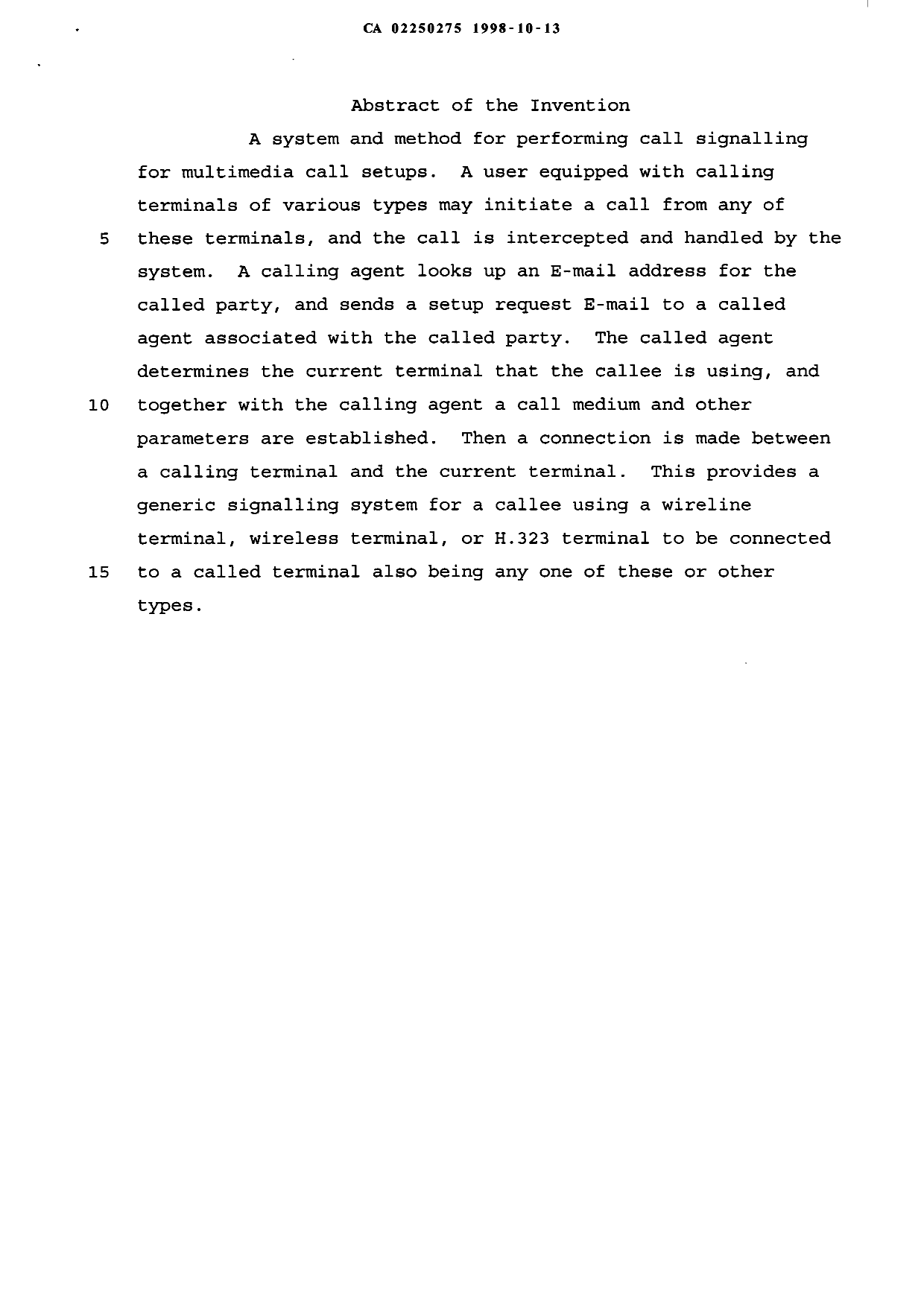 Document de brevet canadien 2250275. Abrégé 19971213. Image 1 de 1