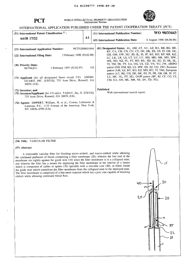Canadian Patent Document 2250777. Abstract 19980930. Image 1 of 1