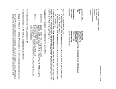 Canadian Patent Document 2250840. Prosecution-Amendment 20031222. Image 1 of 5