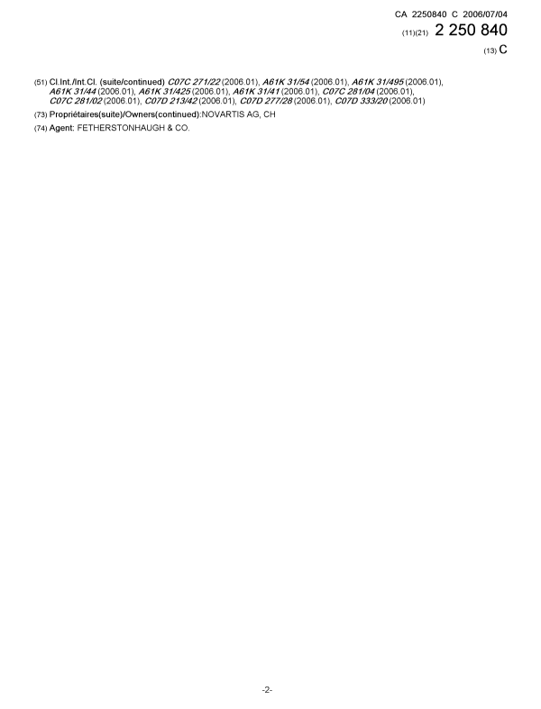 Document de brevet canadien 2250840. Page couverture 20051205. Image 2 de 2
