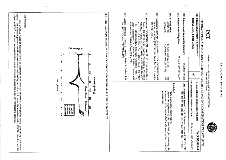 Canadian Patent Document 2251709. Abstract 19981007. Image 1 of 1