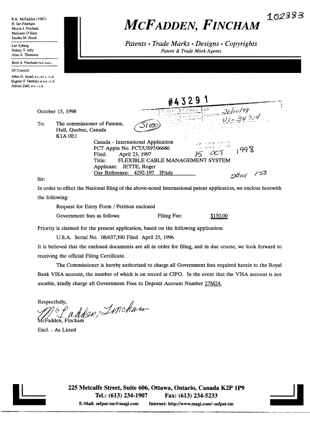 Document de brevet canadien 2251732. Cession 19981015. Image 1 de 2