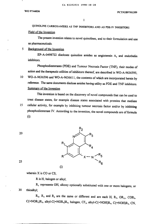 Canadian Patent Document 2252531. Description 19971220. Image 1 of 35