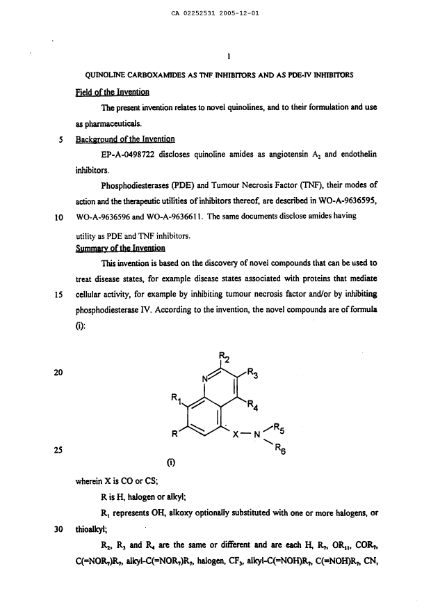 Canadian Patent Document 2252531. Description 20041201. Image 1 of 35