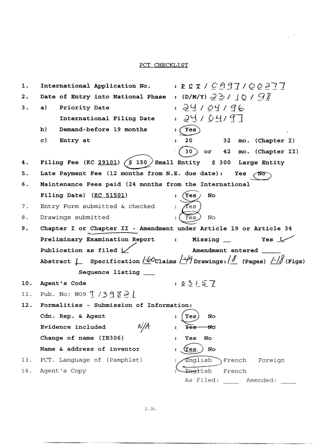 Document de brevet canadien 2252763. PCT 19981023. Image 1 de 13