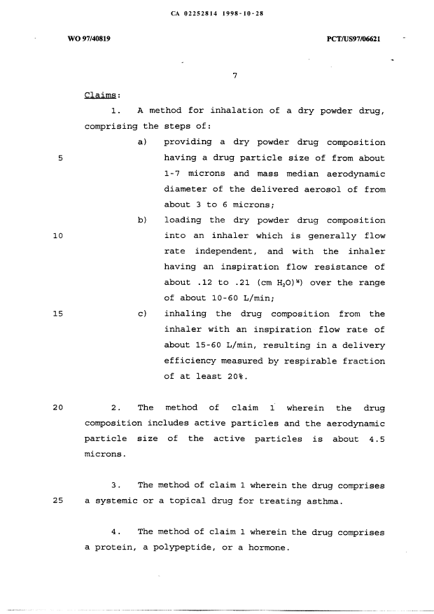 Document de brevet canadien 2252814. Revendications 19981028. Image 1 de 2