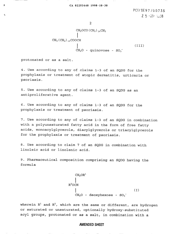 Document de brevet canadien 2253440. Revendications 19981030. Image 2 de 4